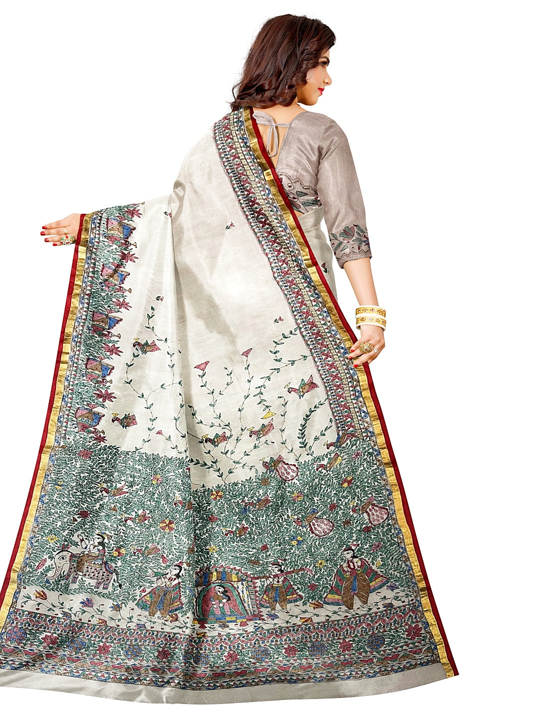 Madhubani Doli ka Haar on Organza Saree